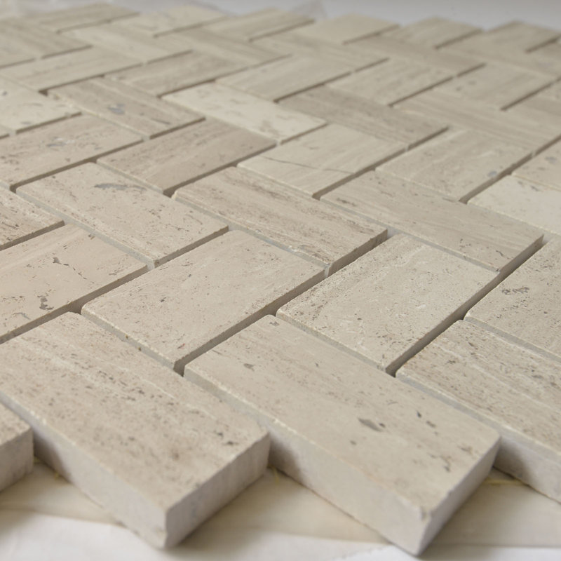 Carreau de mosaïque de mur et de plancher en marbre à chevrons en croix 1 po x 2 po Cross