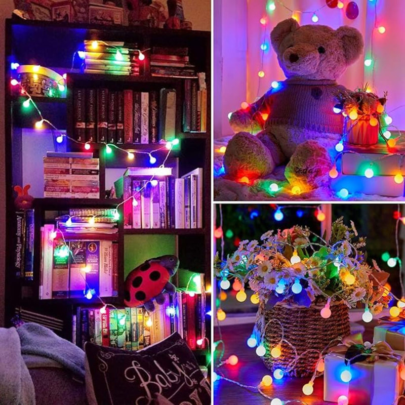 33Feet 100 Leds Globe String Lights, 8 Modes USB Ball String Lights With Remote For Indoor/Outdoor Commercial Decor, Gardens, Patio, Wedding, Party, Bedrooms, Christmas Decorations