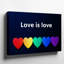 Toile, "Design A Minimalist", impression sur toile, "Love is is", art centré sur fond noir-2022311809