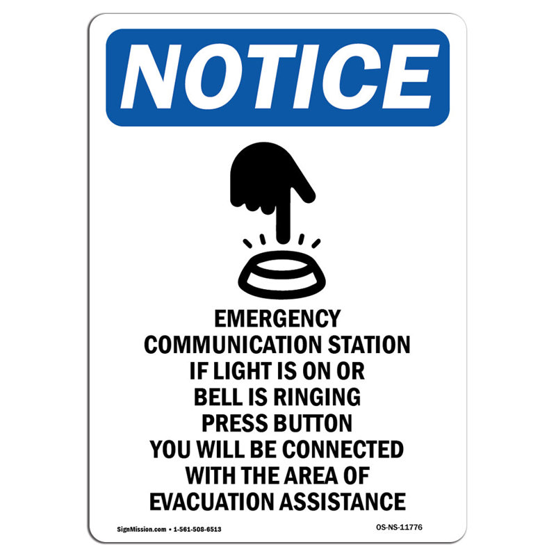 Osha Notice Emergency Communication Sign, 24" H x 18" W x 0.1" D