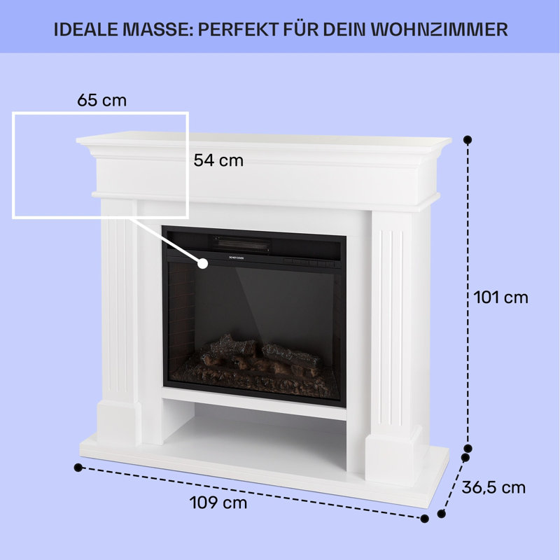 Klarstein 109cm W Electric Fireplace, White