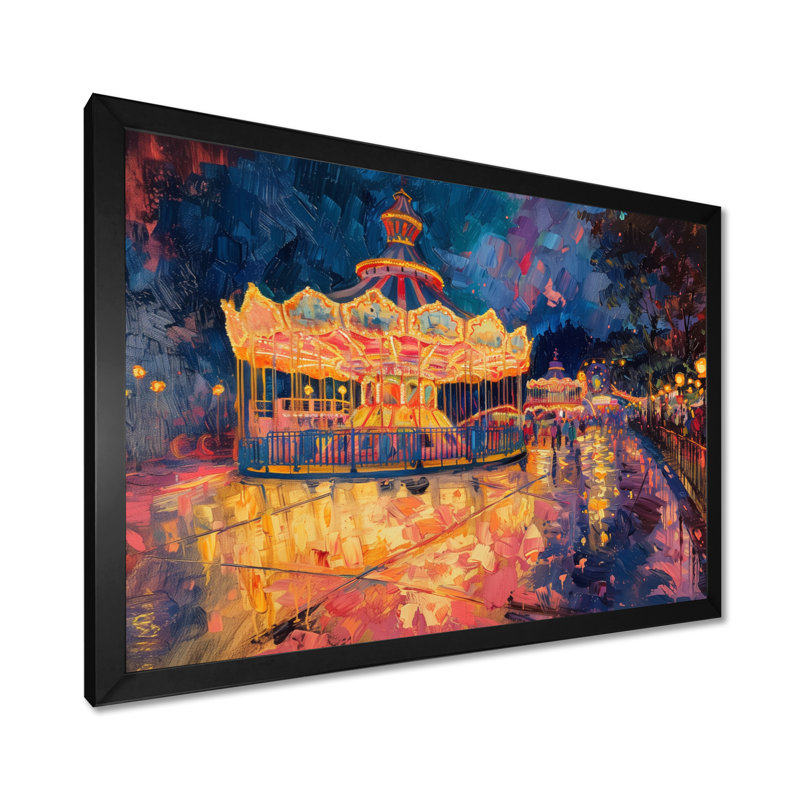 Parc d'attractions Carrousel Electric Dreams - Décoration murale parcs d'attractions, H 12 po x l 20 po, Cadre simple noir
