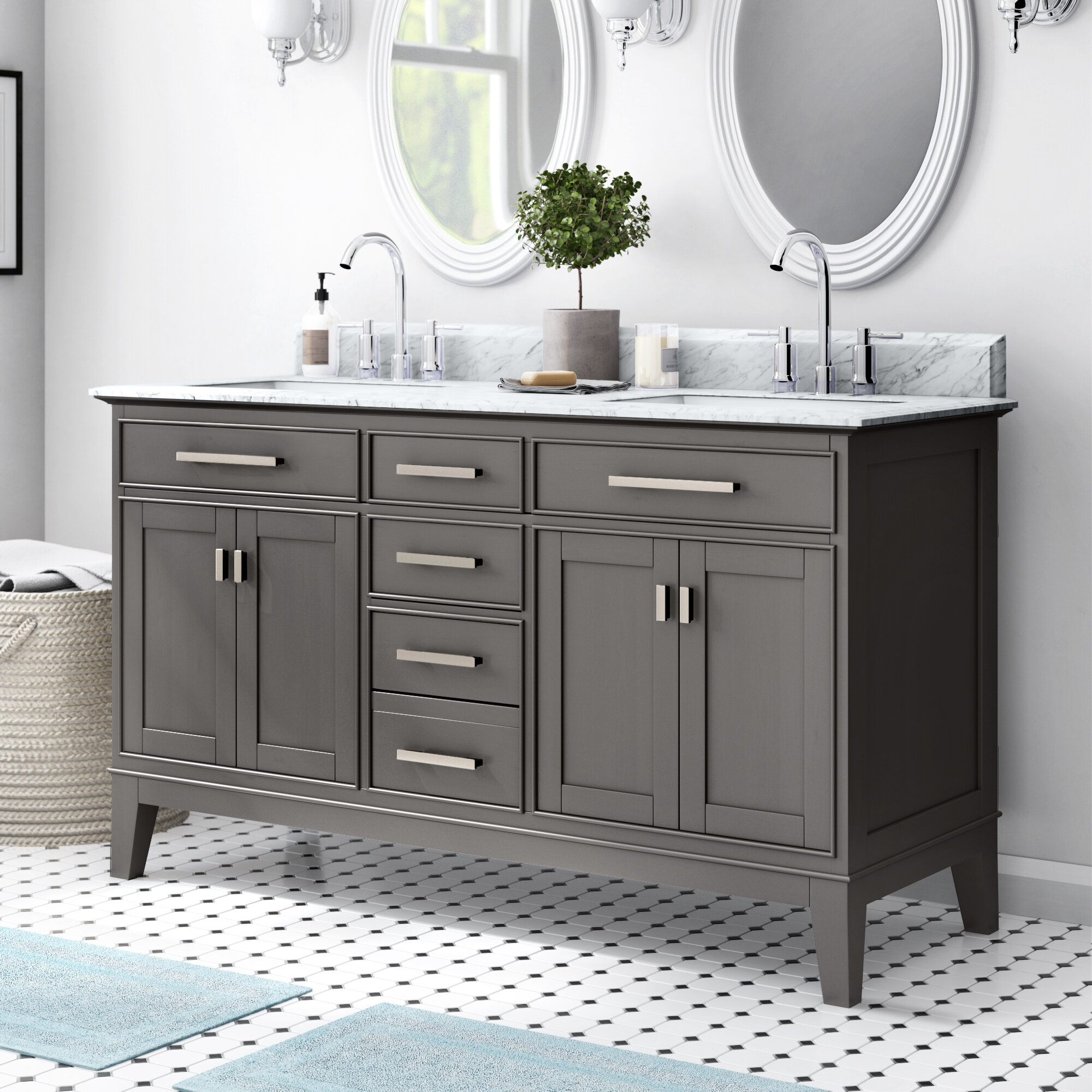 lark manor herrell 60'' free standing double bathroom vanity with