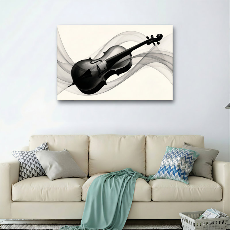 Ensemble de 1 tableau sur toile « Vagues de violon », H 36 po x l 48 po, Toile tendue