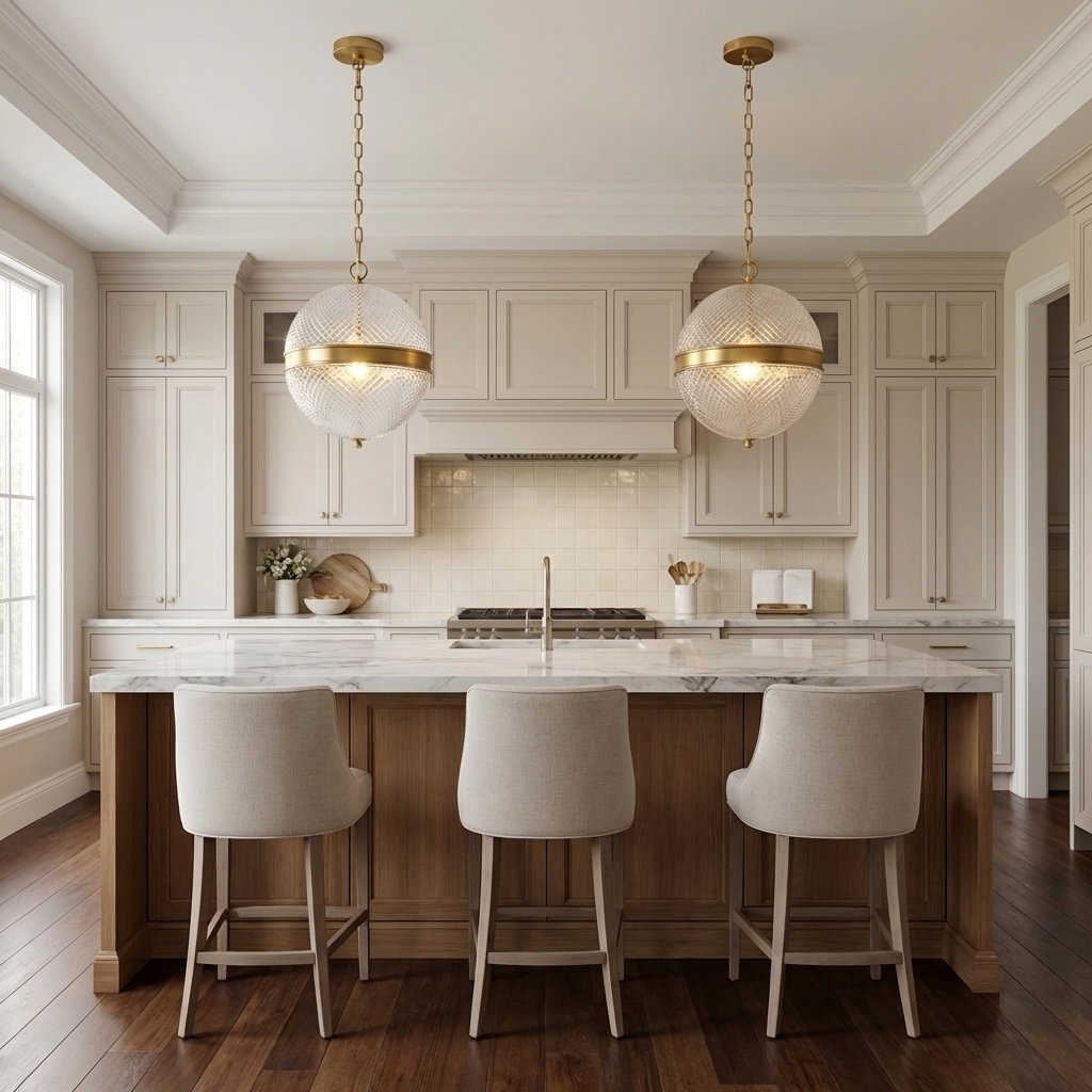 Curryville Round Pendant Light, Burnished Brass