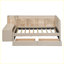 Lit de jour moderne rembourré avec tiroirs, tablettes, armoires rabattables et table d'appoint (beige)-1933738218