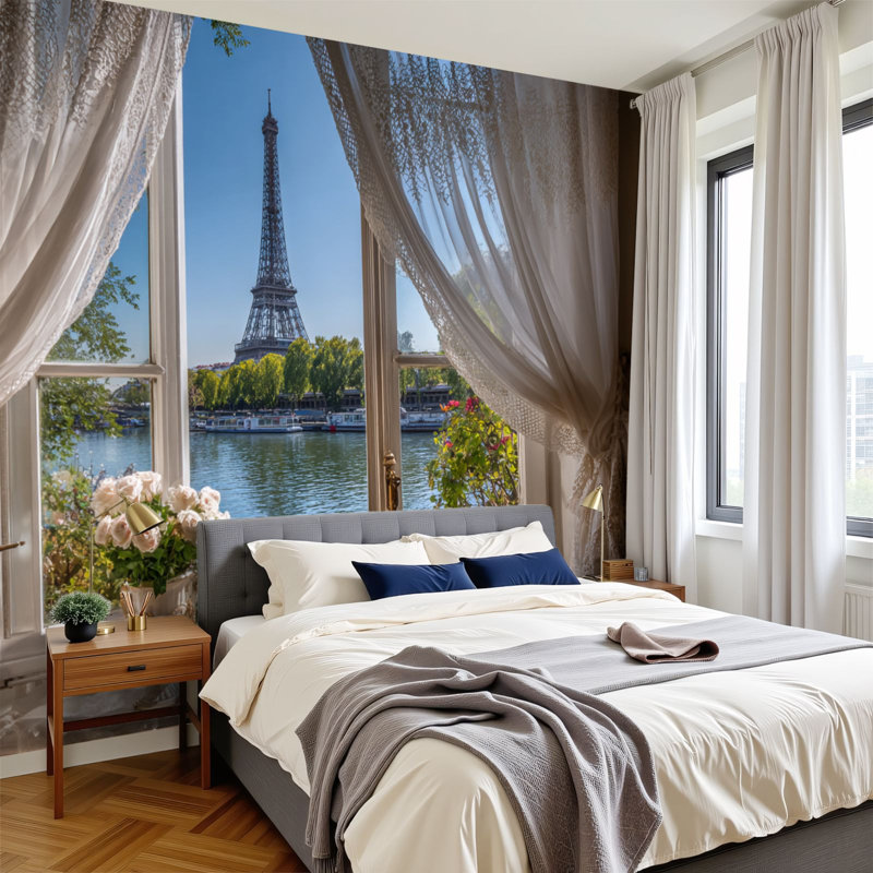 Papier peint adhésif auto-adhésif moderne pour la chambre à coucher Tour Eiffel Paris, L 1152 po x l 69 po