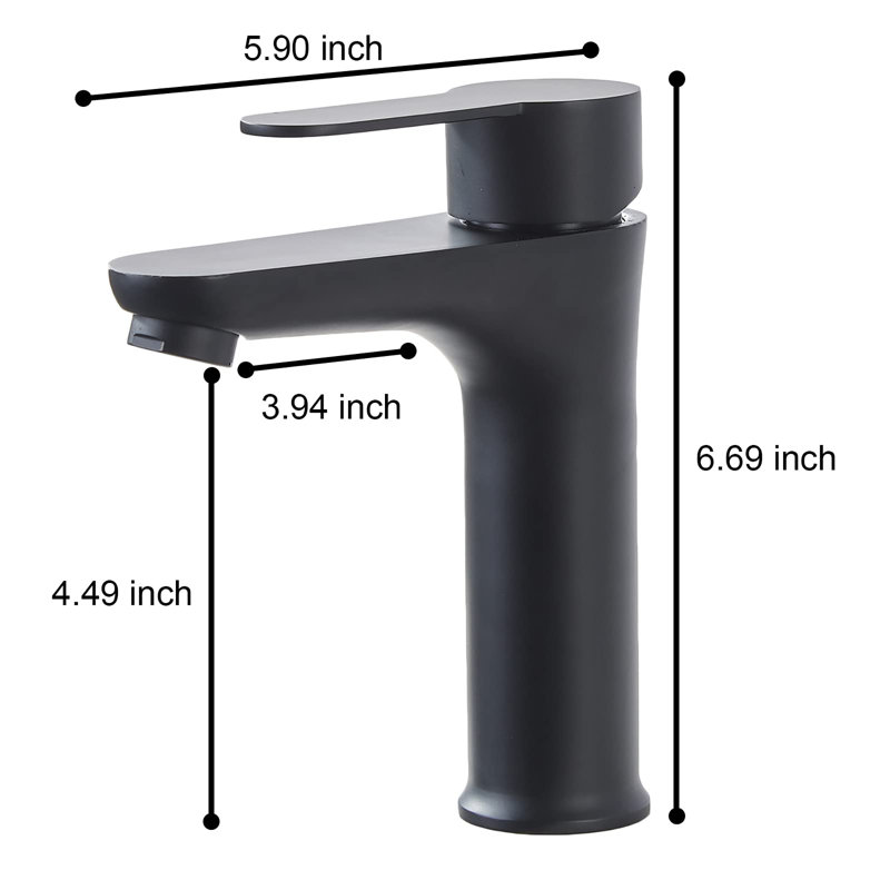 Robinet de salle de bain un trou noir mat Tayanuc, robinet de meuble-lavabo en acier inoxydable à poignée simple pour lavabo de salle de bain avec tuyaux d'alimentation en eau