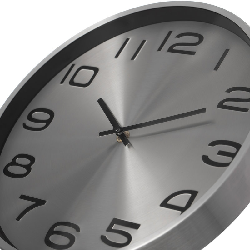 Horloge murale moderne en aluminium pour salon, cuisine, salle à manger, argent