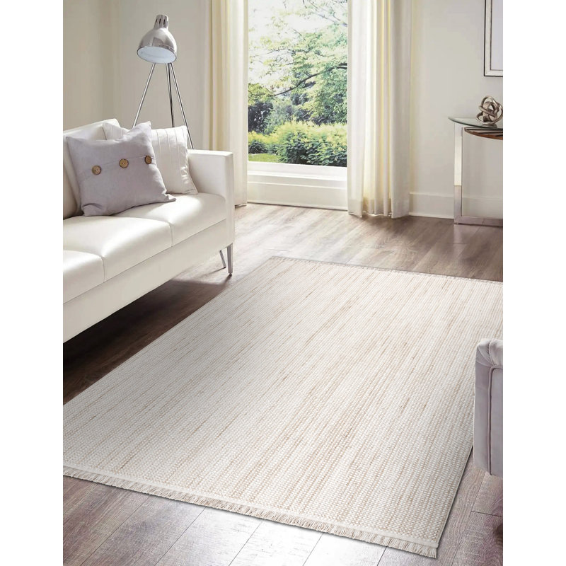 Hinote Solid Colour Flatweave Area Rug, Rectangular 180 x 270cm