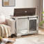 Niche pour chien en bois blanc avec cloison amovible et espace de rangement pour chenil