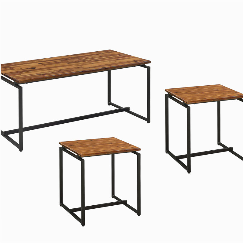 Ensemble de loisirs noir avec repose-pieds, Brown, Wood, Black
