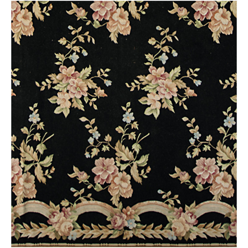 Wool Floral Area Rug, Rectangle 9' x 12'