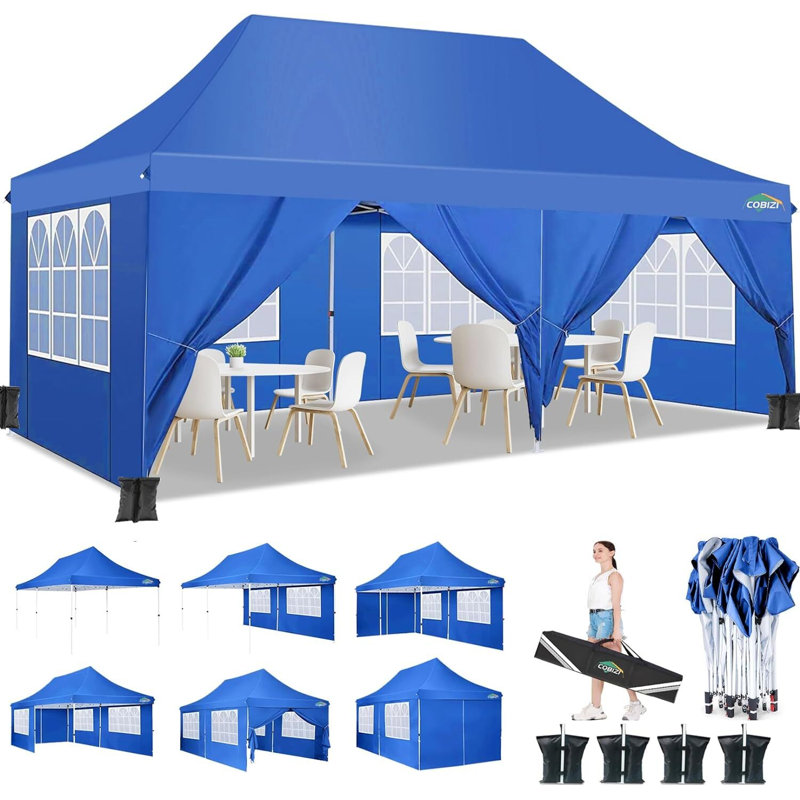 20 Ft. W x 10 Ft. D Metal Canopy, Light blue
