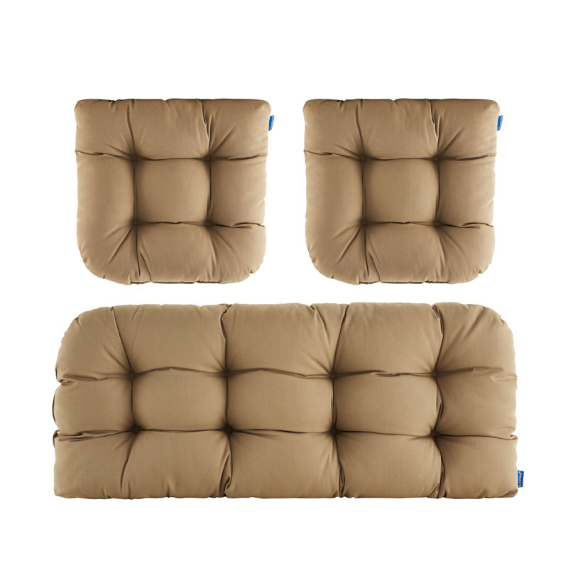 Ensemble de 3 coussins d'extérieur pour causeuse, Kaki