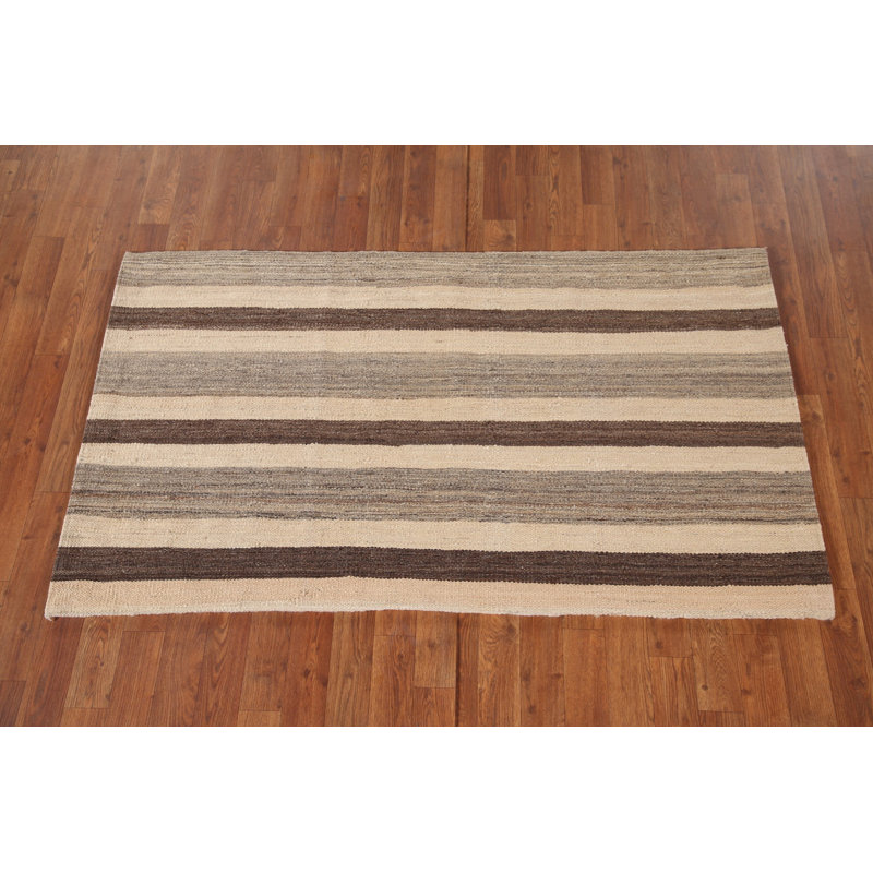 Tapis décoratif rayé à motif oriental kilim 3 x 5