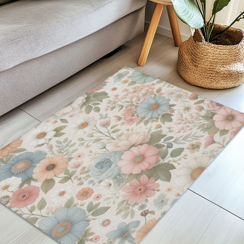 Tapis tressé fleuri, Rectangulaire 3 pi x 5 pi