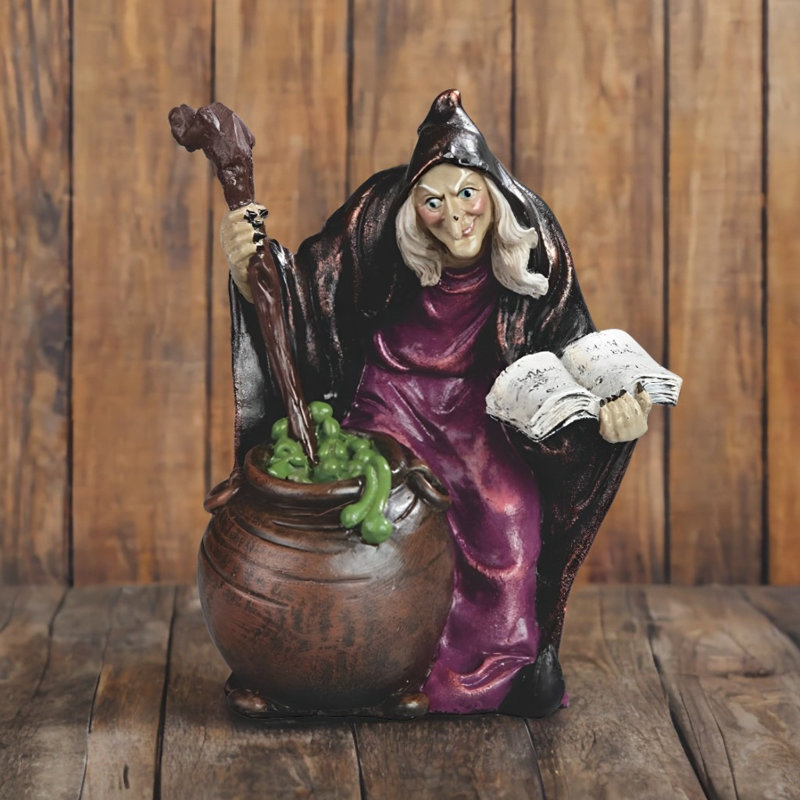 Figurine de sorcière 4 "avec potion chaudron