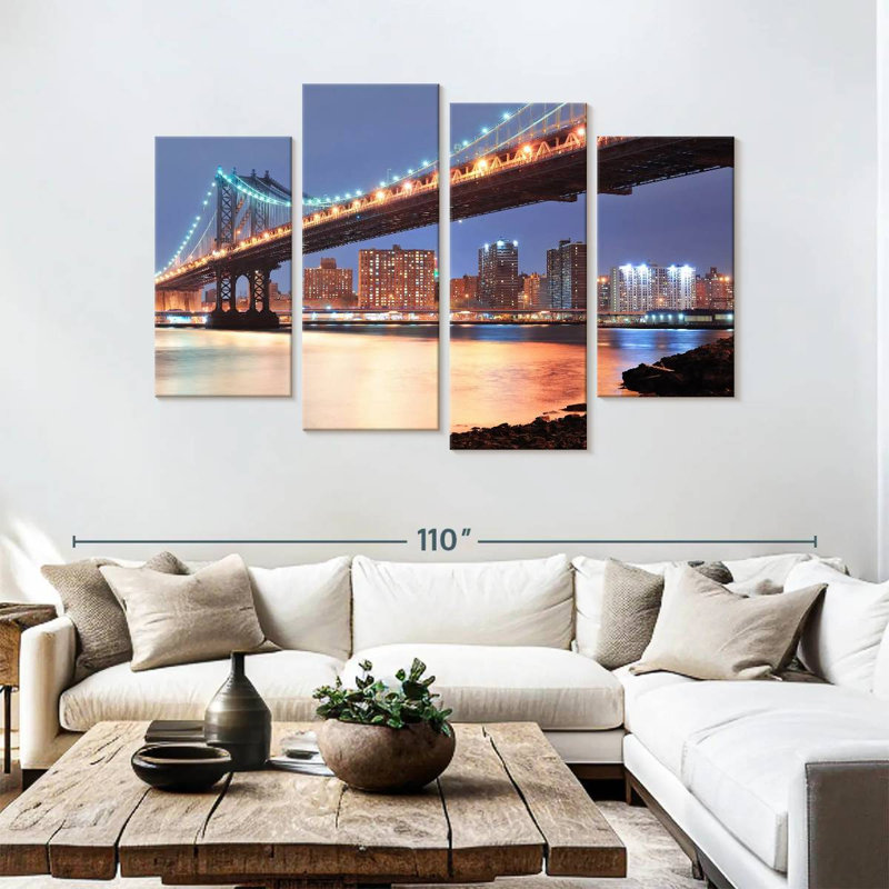 Lilie illuminé le pont de Manhattan, H 54 po x l 84 po