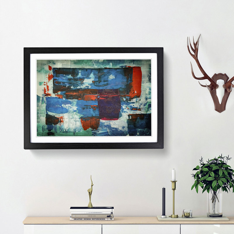 Abstract Art Painting Vol.147 by S.Johnson - Picture Frame Painting Print, 48cm H x 65cm W x 2cm D, Black Framed