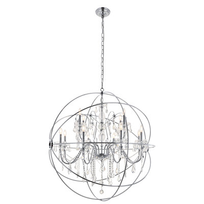 Imina Candle Style Globe Chandelier with Crystal Accents