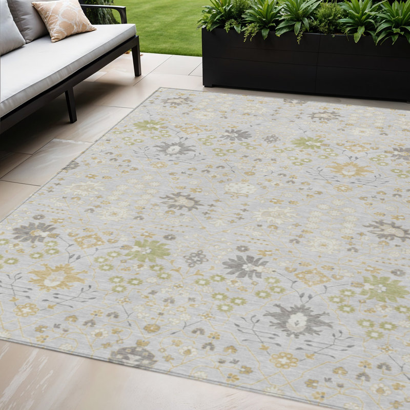 Tapis oriental lavable intérieur argenté 5 pi x 8 pi