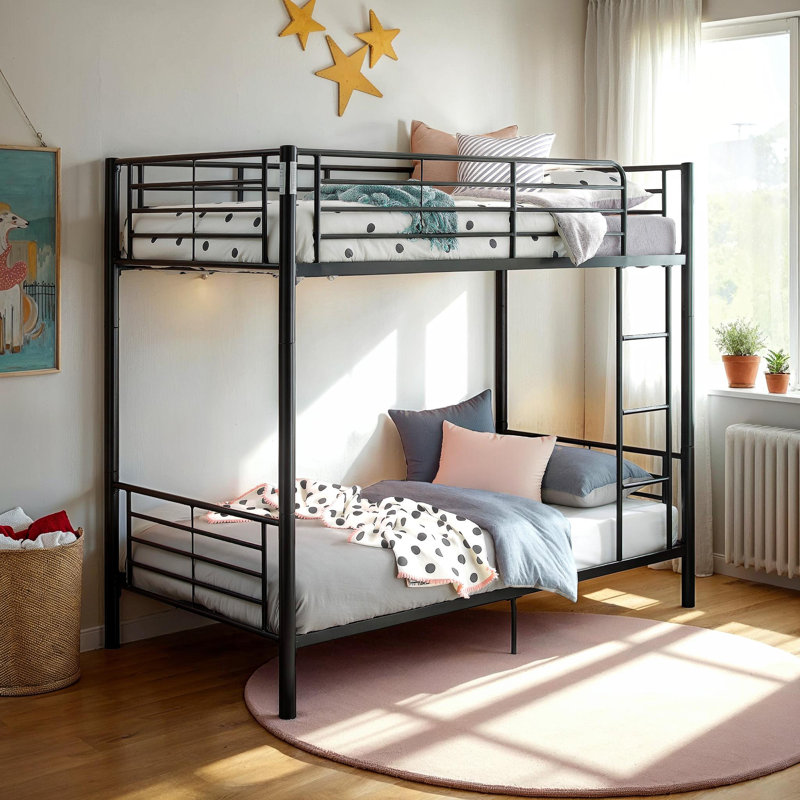 Elisabette Kids Twin Over Twin Bunk Bed, Black