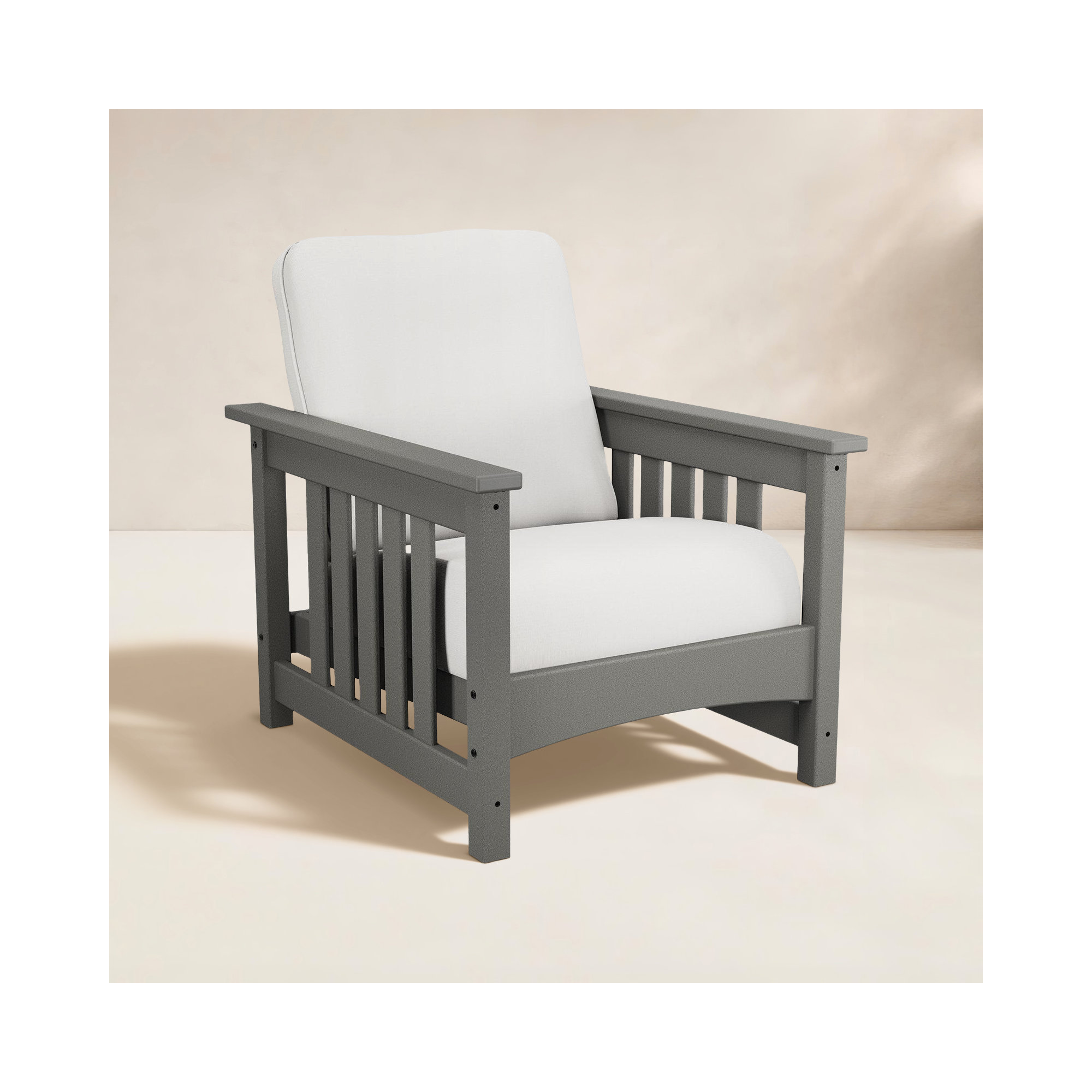 Club Outdoor Lounge Chair, Light Gray, Canvas Natural Sunbrella® Canvas