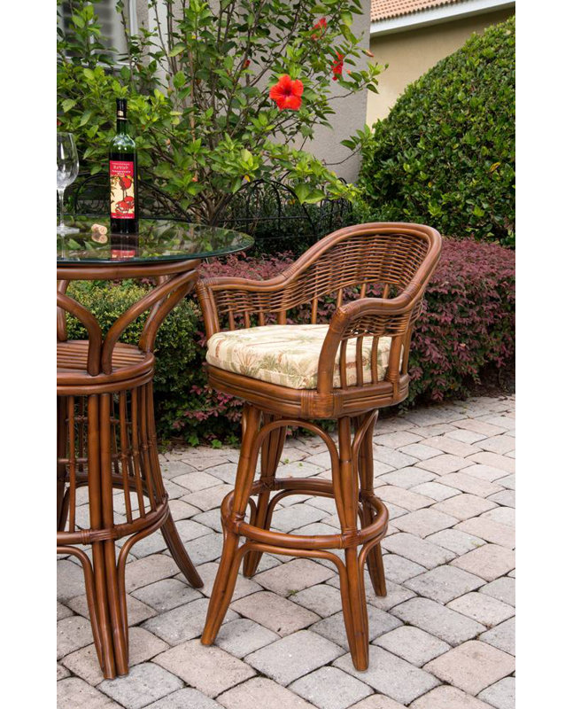Tabouret pivotant Corneliea, Bois flotté rustique, Olive Kali, Tabouret de bar (siège d'une hauteur de 30 po)