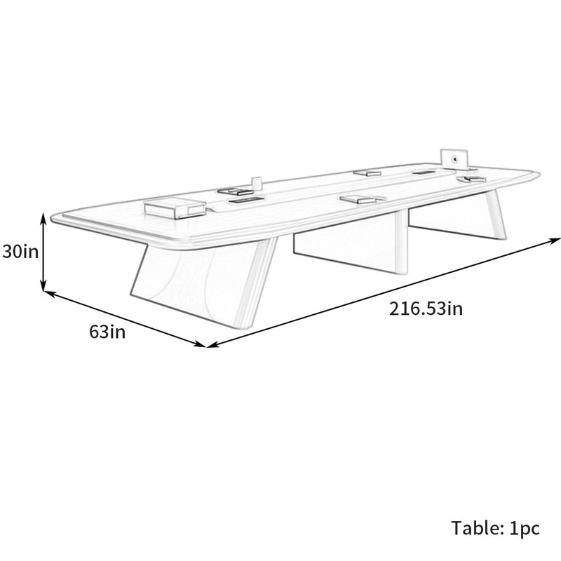 Table de conférence légère et luxueuse, H 30 po x L 216,53 po x l 63 po