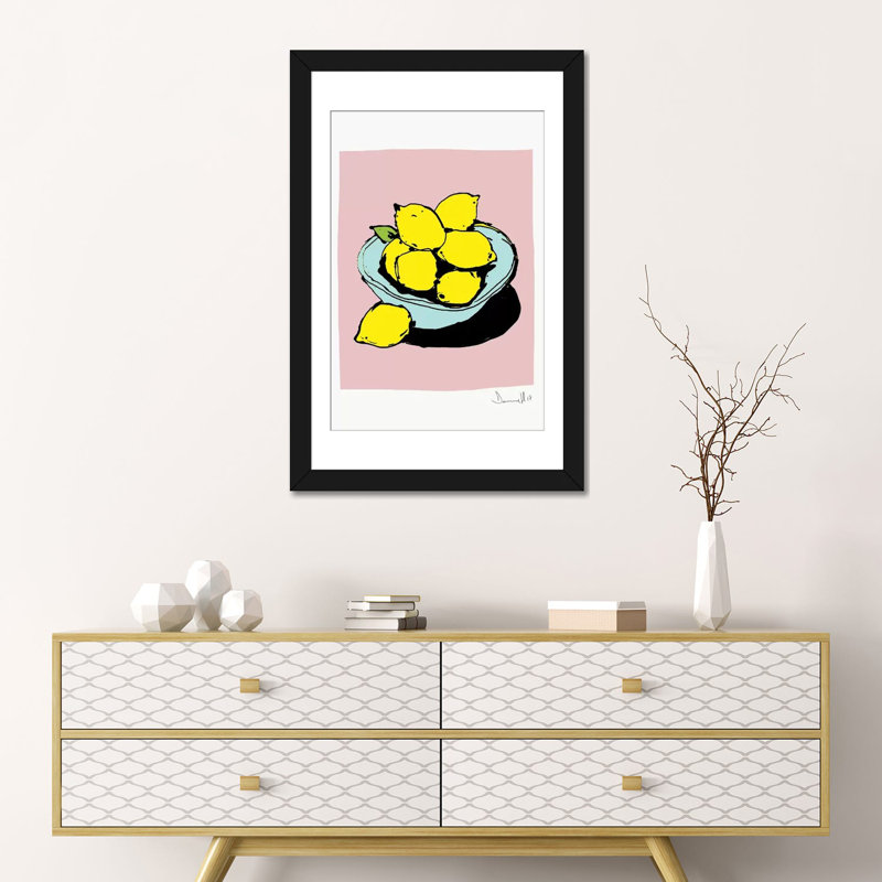 " Lemons " by Dan Hobday, Black Framed Fine Art Paper, 32" H x 24" W x 1" D, White