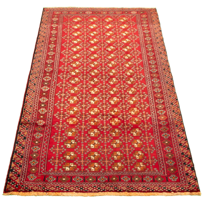 One-of-a-Kind 4'3" X 9'2" 1980s Runner Wool Area Rug in Dark Red