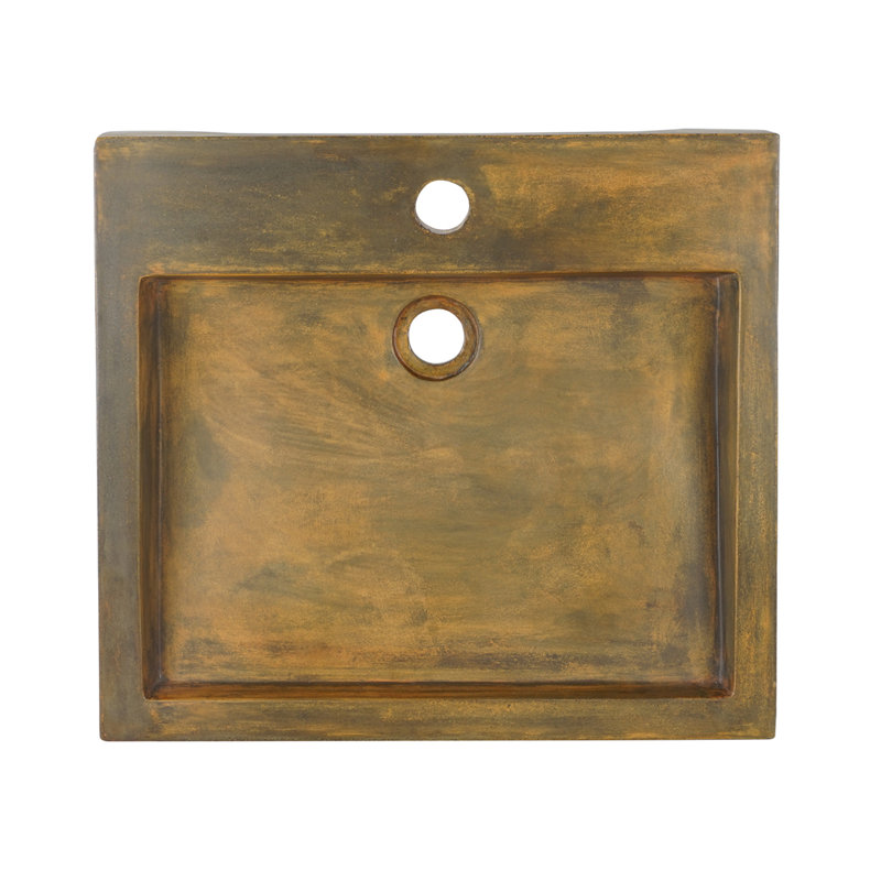 Vintage Brown Rectangular Concrete Vessel Sink