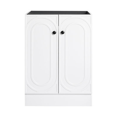 Meuble-lavabo autoportant et 2 portes d'armoire à fermeture en douceur - sans le lavabo