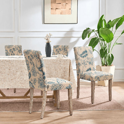 Chaise d'appoint en bois et lin rembourrée en tissu pour salon de cuisine