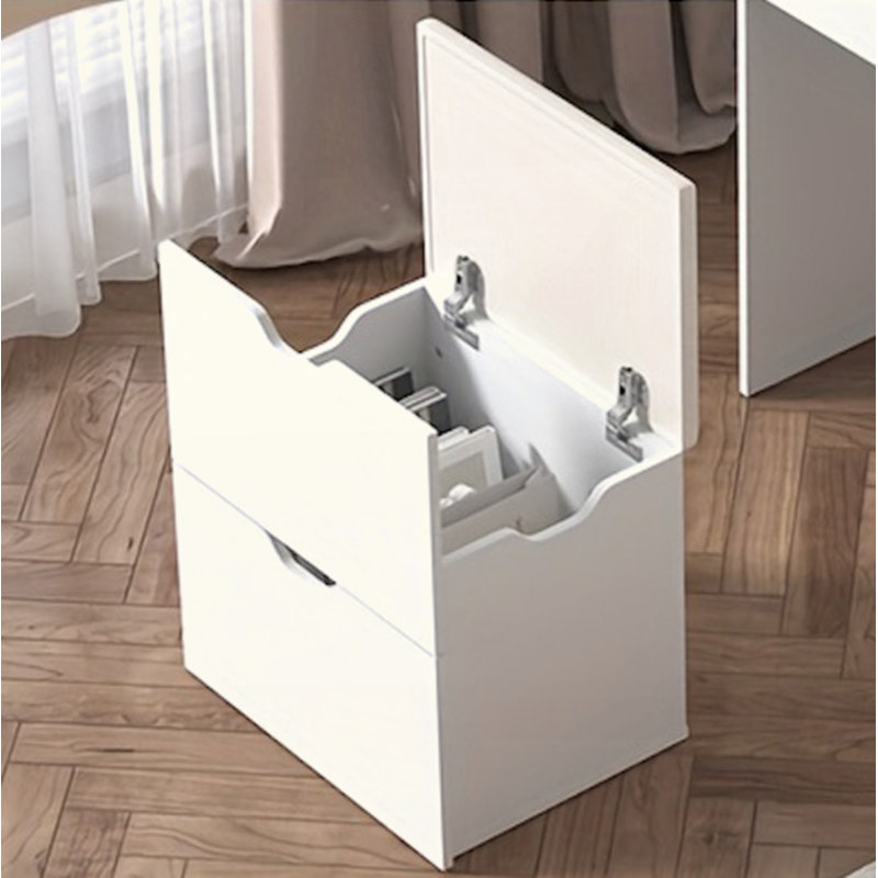 Dressing Table And Stool, 3-In-1 Multifunctional Dressing Table Set, Featuring Three-Color Lighting Modes, HD Mirror, Two Sliding Drawers, And A Hidden Storage Stool