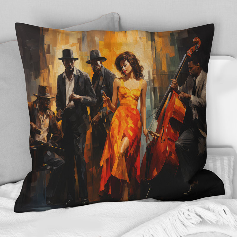 Art afro-américain Spirit I - coussin imprimé d'art africain-américain, H 18 po x l 18 po, Carré