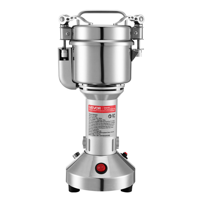 Moulin à grain électrique, moulins à épices commerciaux de 0,3 lb, pulvérisateur à poudre rapide en acier inoxydable de 850 W, pour grains secs, épices, céréales, café, maïs et poivre, type droit