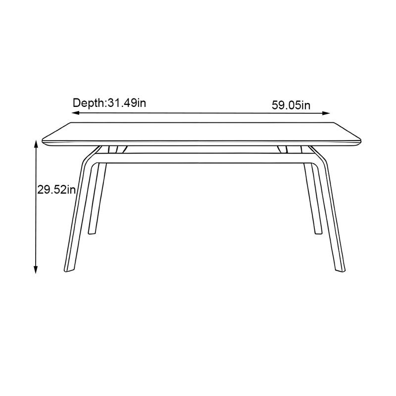 Simple light luxury rectangular rock plate dining, 29.52"H x 59.05"L x 31.49"W