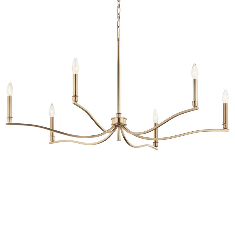 Steel Dimmable Classic / Traditional Chandelier, 6, Bronze, 22.25" H x 42" W x 42" D