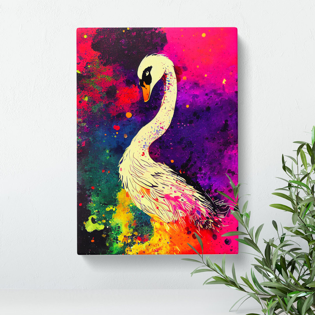 Swan Paint Splash No.4 Abstract - Wrapped Canvas