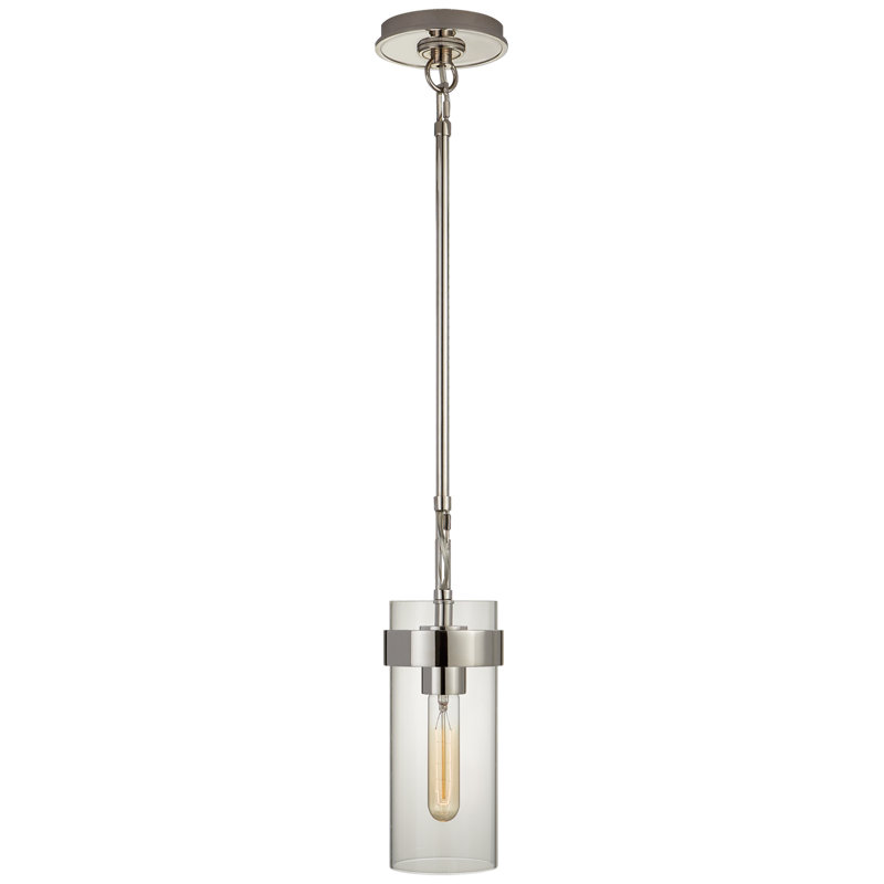 Ian K. Fowler Presidio Petite Pendant, Polished Nickel, Clear, 15.75" H x 6.5" W x 6.5" D