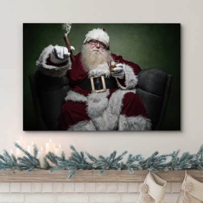 Christmas Holiday Celebration Santa Claus - Wrapped Canvas Photograph Pictures Print Wall Art