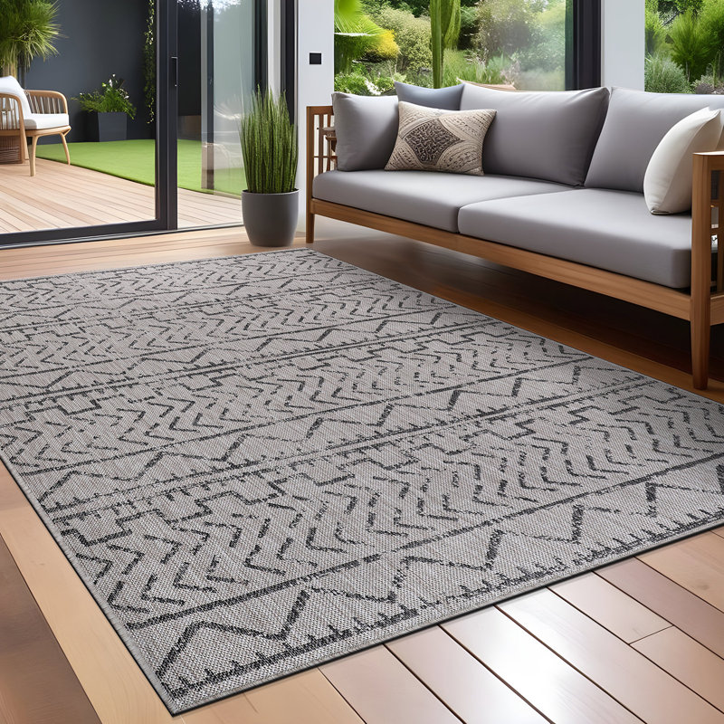 Tapis intérieur / extérieur gris Waikiki, Rectangle 6 pi x 9 pi
