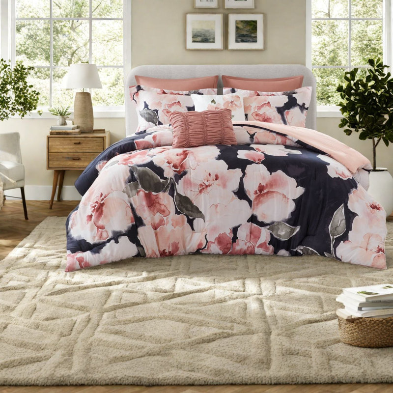 Premium Cotton Bedding Sets, Oversized Cal King Comfort, Blush Multi
