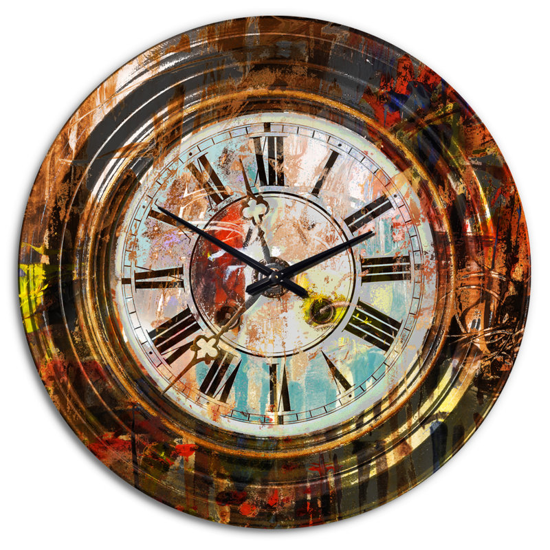Les gens et le temps, peinture acrylique - horloge murale industrielle, Surdimensionné