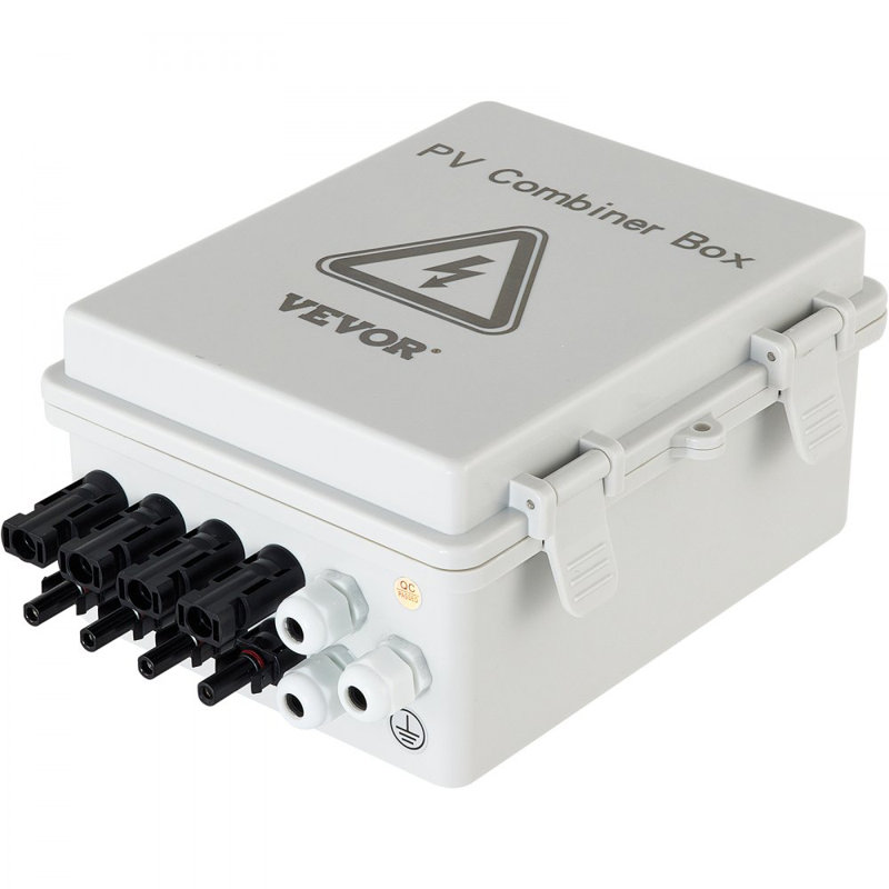 Boîte de combinaison PV, 4 cordes avec fusible de courant de 15 A, disjoncteur 63 A, connecteur de paratonnerre pour système de panneau solaire marche / arrêt, IP65