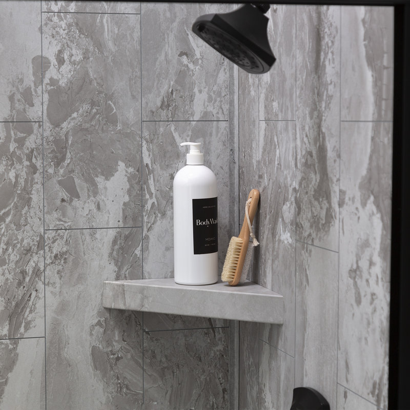 Palisade Vinyl Waterproof Corner Shower Shelf in Smoky Sky/Urban Slope, Smoky Sky/Urban Slope