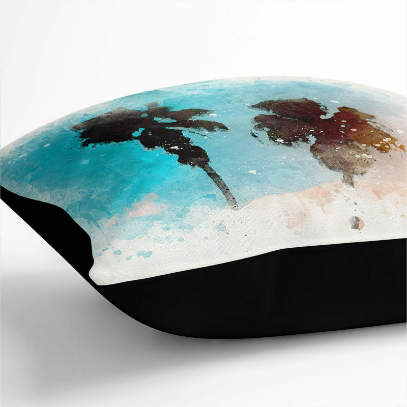 Los Angeles Palm Trees Cushion with Filling, Black, 55cm H x 55cm W x 20cm D