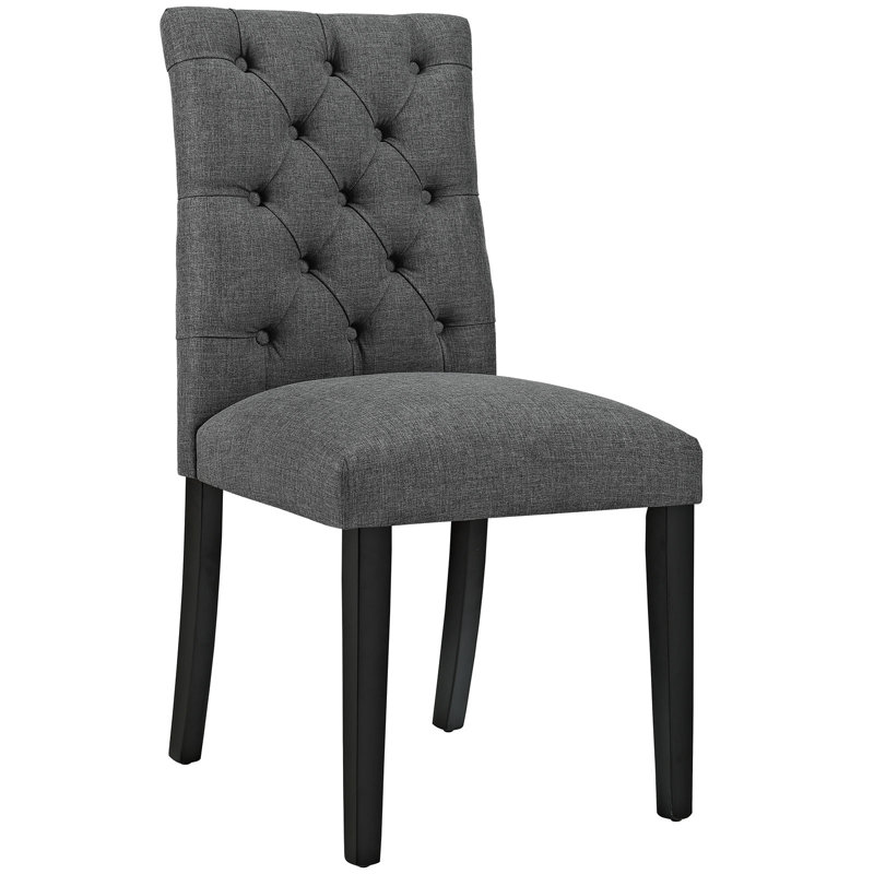Modway Duchess Button Tufted Fabric Dining Chair, Gray, 1